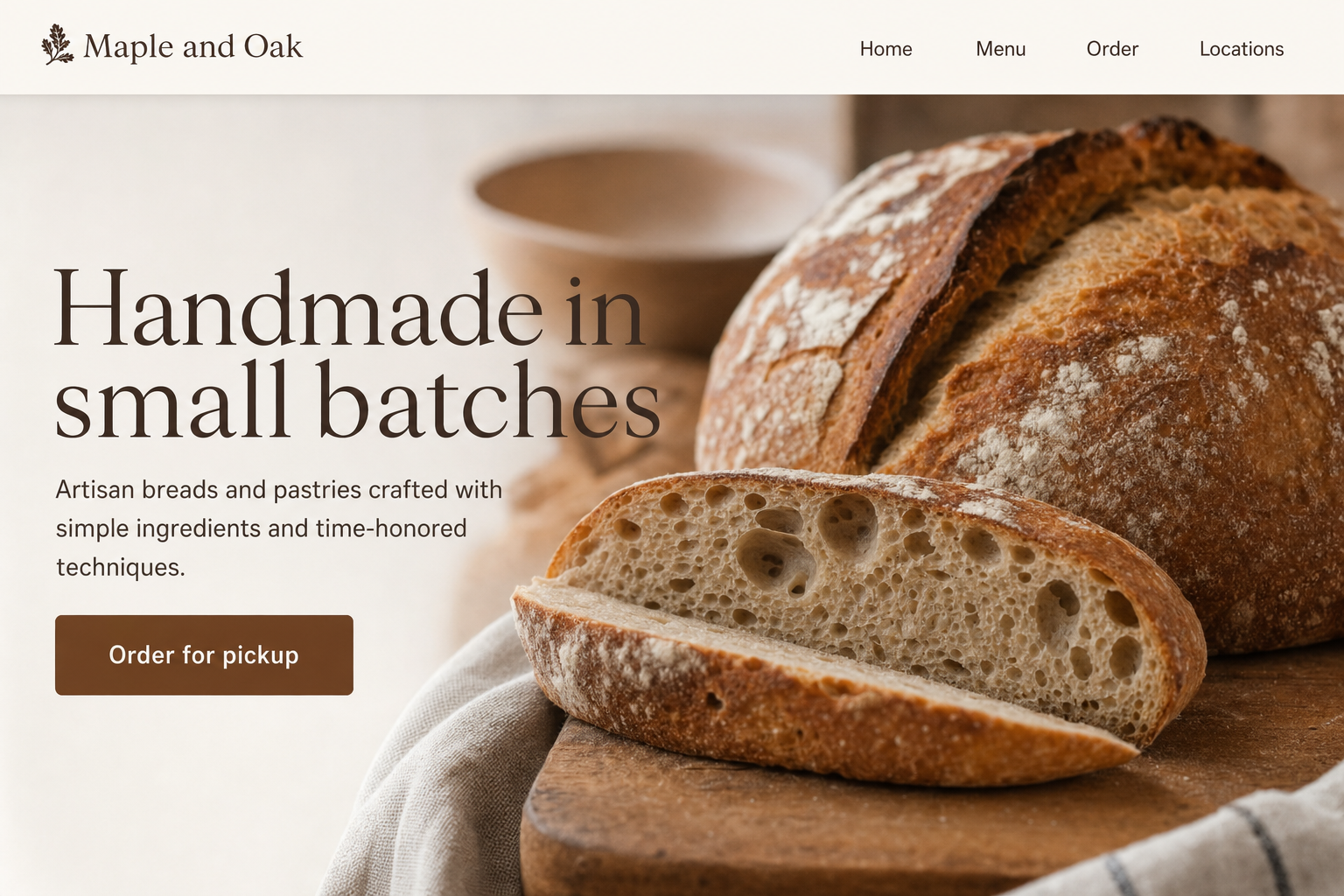 A custom bakery website designed and built by Next Level Code and Design, shown in a browser